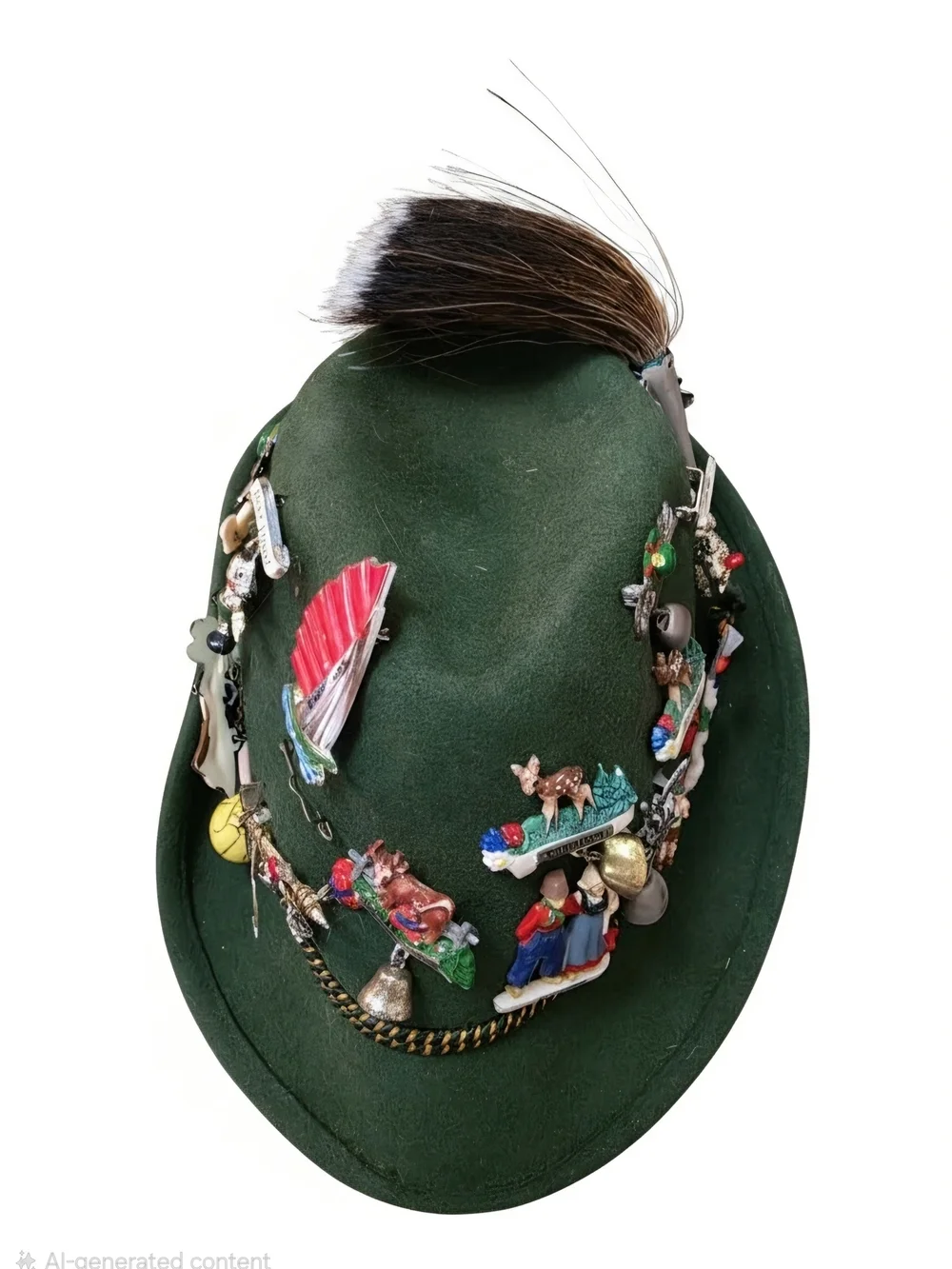 Green Kids Alpine Hat with Decorative Pins